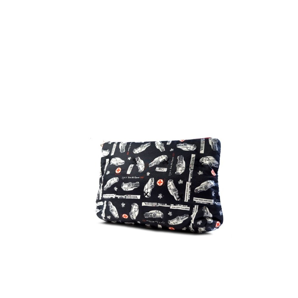 CJW Zip Pouch AUDI Hand Illustrated Print Organic Cotton Pouch 11" x 7"